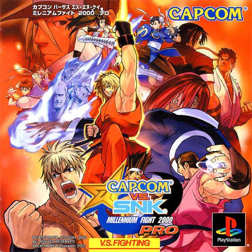 OnThisDayGaming's tweet image. Capcom vs. SNK Millennium Fight 2000 Pro for PS1 was released on this day in Japan, 19 years ago (2002)