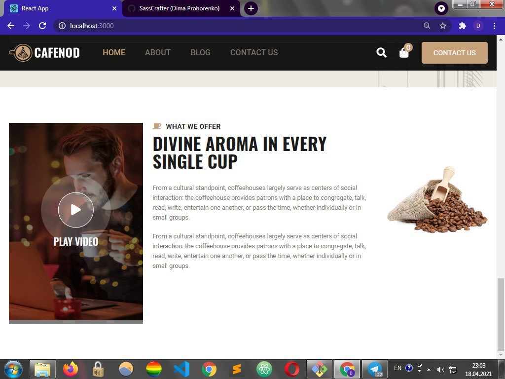 D64R2 #100DaysOfCode learned about useMemo, useCallback, worked a little on cofenod website. Finished menu tabs and started offer components.

cafenod.netlify.app
#js #javascript #webdev #webdevelopment #webdesign #CodeNewbies #CodeNewbie #Coding