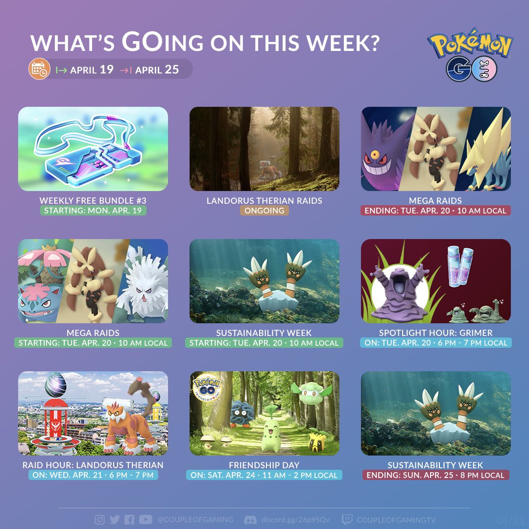 coupleofgaming's tweet image. Having a hard time keeping up with all the events? 🧐
Here’s what’s GOing on this week in #PokemonGO 🗓
This week we’re getting a new Pokémon, #Binacle &amp;amp; a new shiny, #ShinyTrubbish both during the sustainability week ✨

#SustainableWithNiantic