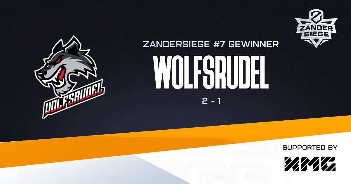 Der Gewinner des #ZanderSiege 7 ist <a href="/WolfsrudelDE/">Wolfsrudel</a>!
Sie konnte sich mit 2 - 1 (nach Maps) gegen #KSGateKeepers im Finale durchsetzten.

werbung