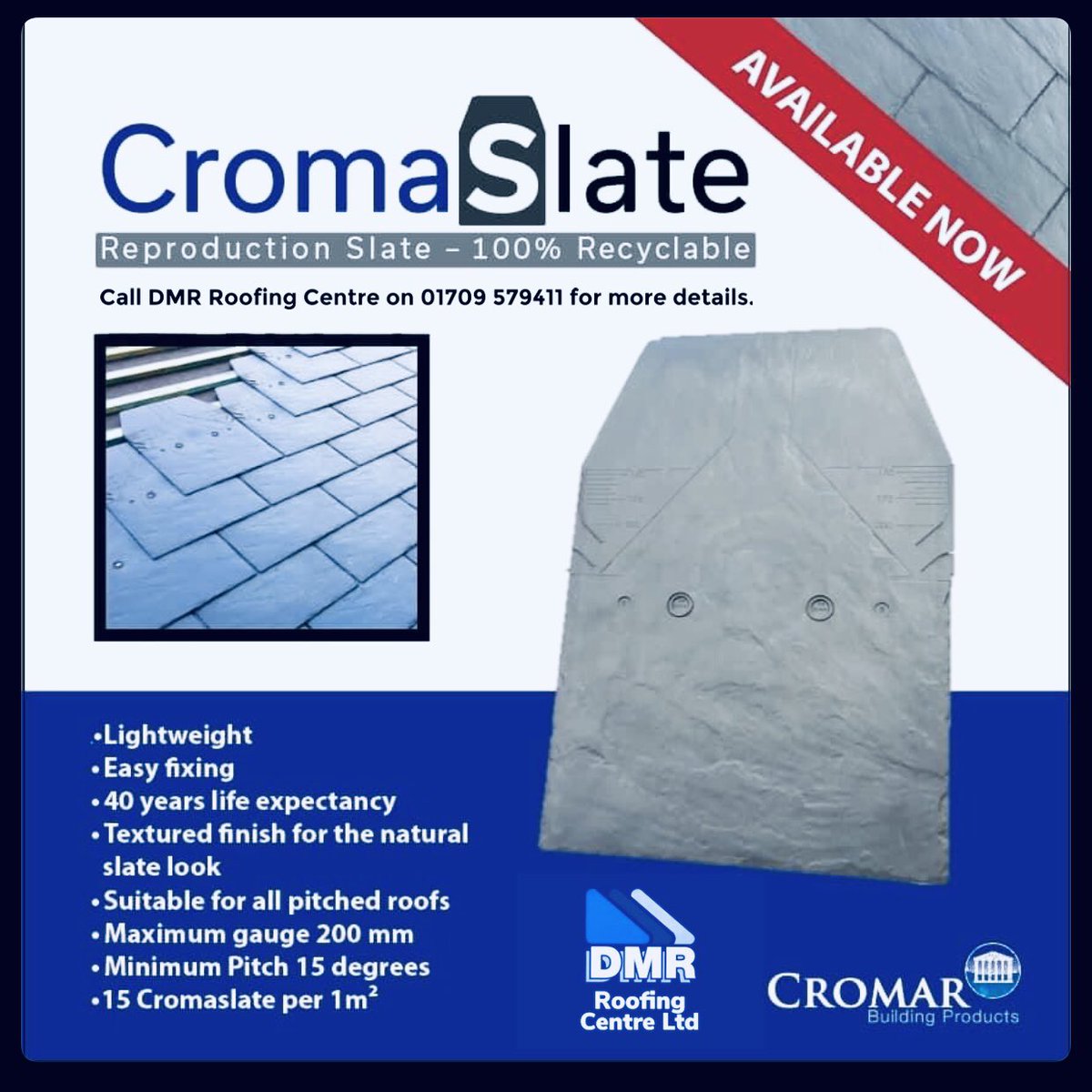 DMRroofcentre's tweet photo. We are now stocking CromaSlate, a lightweight, easy to fix and 100% recyclable reproduction slate.
#recyclable #sustainable #lightweightroofing #ukmanufactured #mexborough #roofingmerchant #cromar #dmrroofingcentre
Contact us for further details https://t.co/SudbDO1wRf