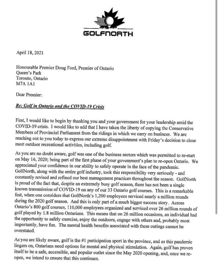 Flagstick Golf's tweet "President & CEO Shawn Evans of Ontariobased