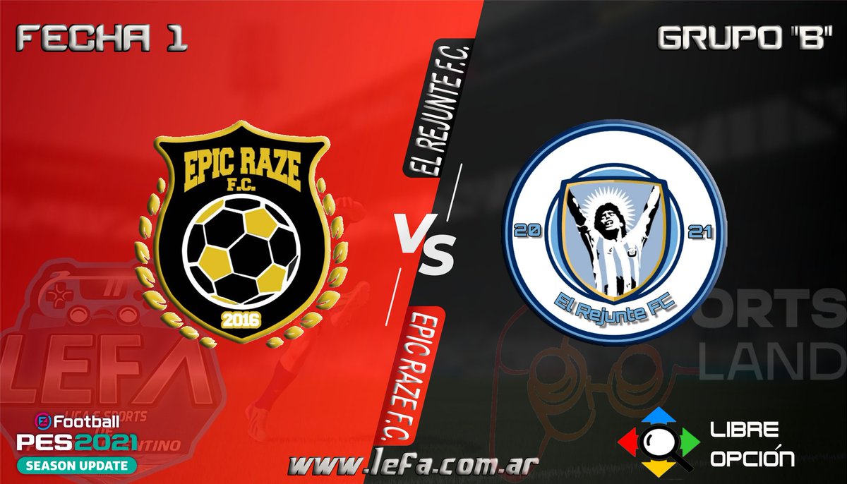 Primera fecha del grupo B, el rey sin corona #EPICRAZE busca comenzar bien su liga Vs un nuevo integrante de la liga #ELREJUNTE  
No te Pierdas a #LEFAESPORTSTV este próximo sábado 24 a las 20 hs argentina. Próximamente anunció oficial lanzamiento del canal d etransmision.