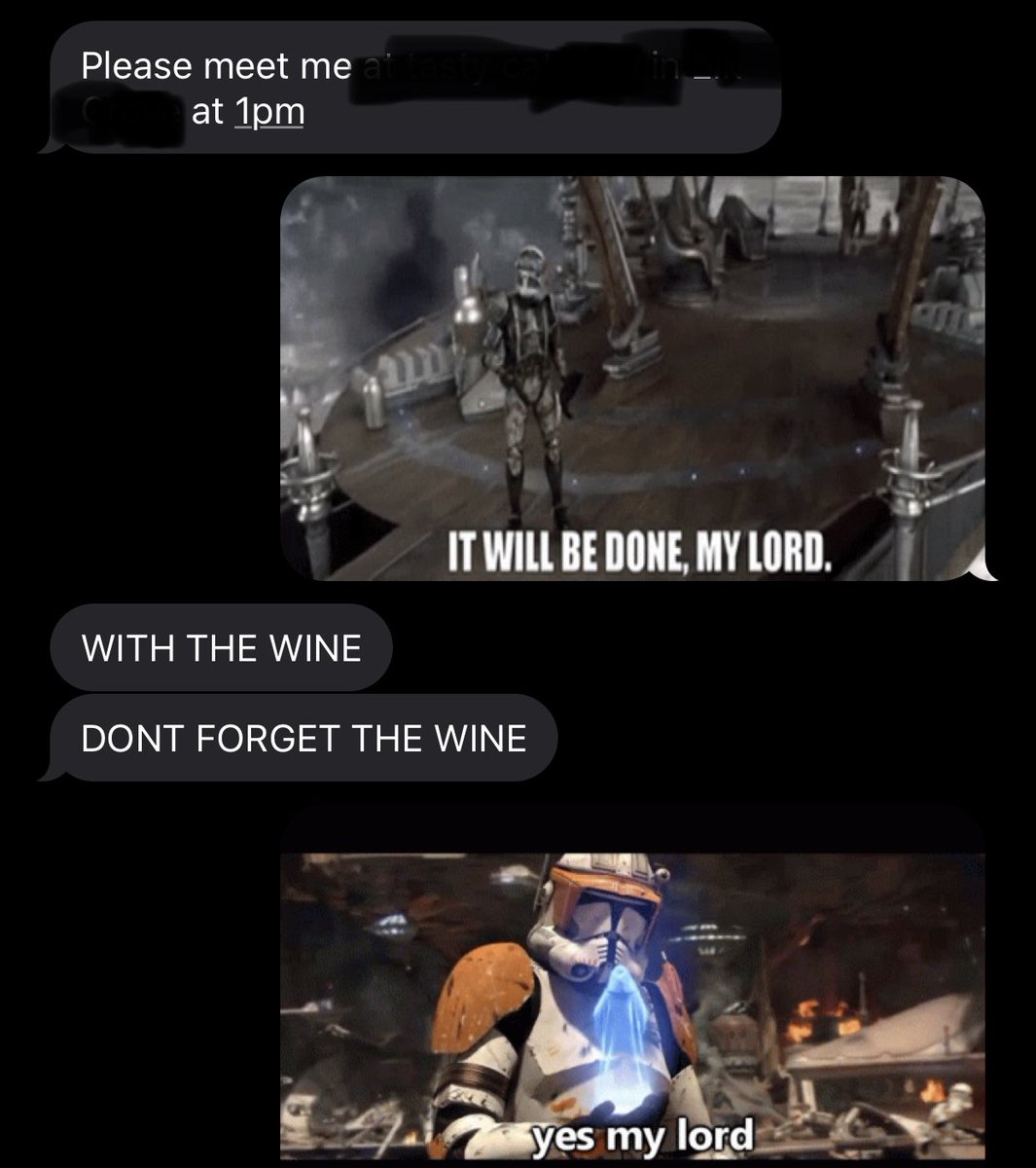 AhnaldT101's tweet photo. Final few days until the wedding this week and it’s at the point where I just respond with Order 66 quotes. https://t.co/K8NmHY7vFO