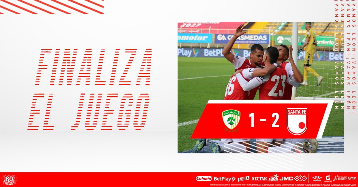 ⏱ 90 + 4' I ¡FINAL! ¡Victoria del León 🦁 en el estadio de Techo y clasificación a las finales!

Equidad 1-2 Independiente Santa Fe 🇮🇩

#VamosSantaFe 🇮🇩