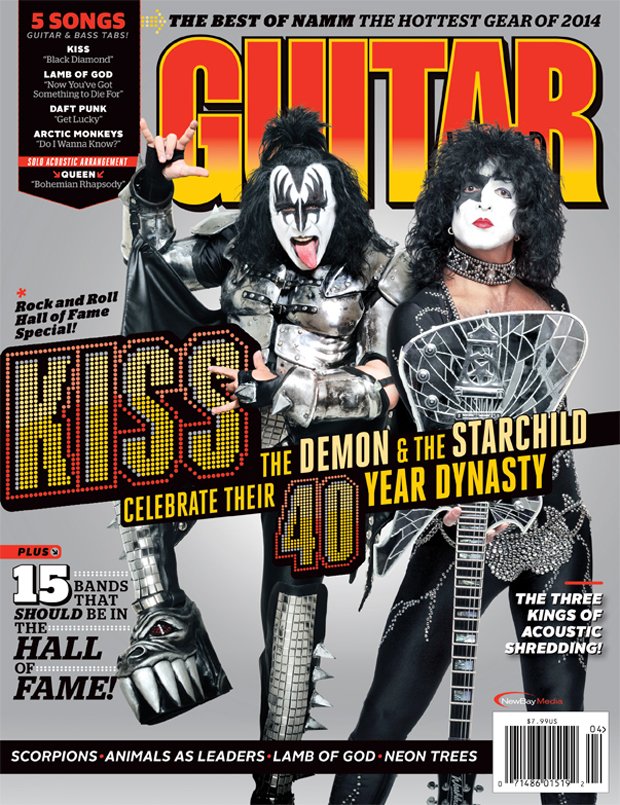 #KISSTORY- April 2014 - <a href="/genesimmons/">Gene Simmons</a> &amp; <a href="/PaulStanleyLive/">Paul Stanley</a>
rock the cover of <a href="/GuitarWorld/">Guitar World</a> magazine. #KISSmagazinecovers 

 Is this one in your collection, #KISSARMY?