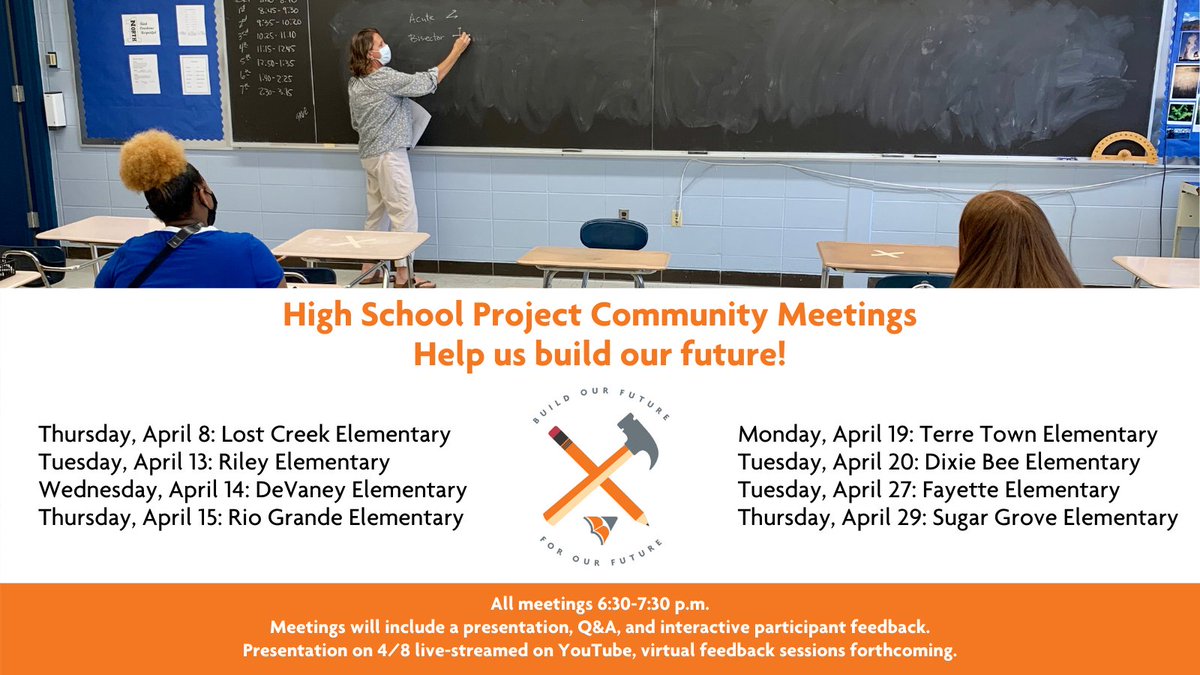 vcsc_teamvigo's tweet image. We&apos;ve heard from over 300 Vigo County residents in our first 4 community meetings. Now we want to hear from you!

There are 4 more meetings in this initial round of discussions, with 2 this week:

Monday: Terre Town 
Tuesday: Dixie Bee

Help us &quot;build our future, for our future!&quot;