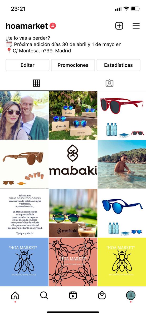 Los próximos 30 de abril y 1 de mayo estaremos en el market Hoa Market, en la calle Montesa número 39 de Madrid. Si estas por Madrid esos días, ¡no dejes de pasar a vernos!, será una buena oportunidad para ver los nuevos modelos ♻️☺️😎☺️♻️

instagram.com/hoamarket?igsh…
