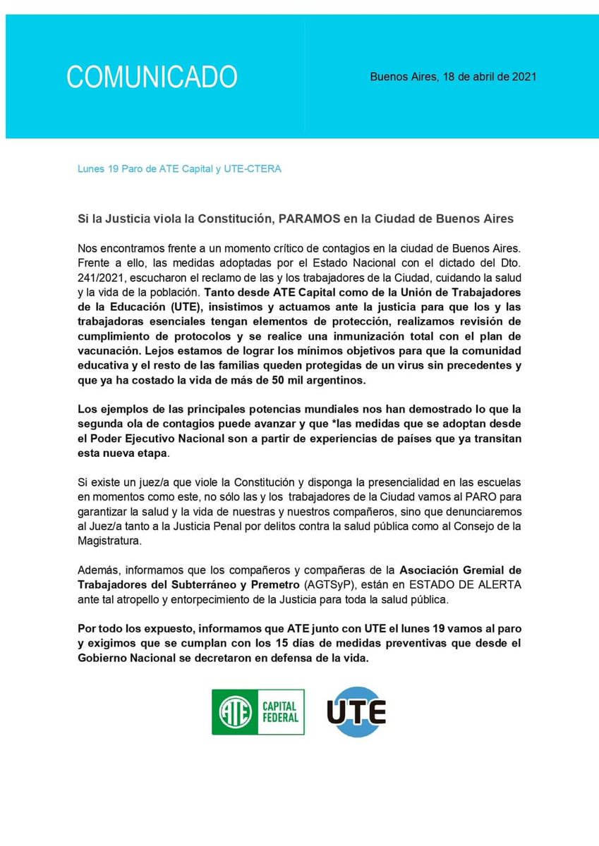 DanielCatalano_'s tweet photo. Están haciendo política con nuestros pibes, en el peor momento, mientras lxs trabajadorxs de Salud y esenciales cobran dos pesos y piden ayuda a gritos. Abroquelados con el Poder Judicial y los medios de desinformación. Contra miserables y oportunistas, vamos al #PARO. https://t.co/z4XVCpjOmF