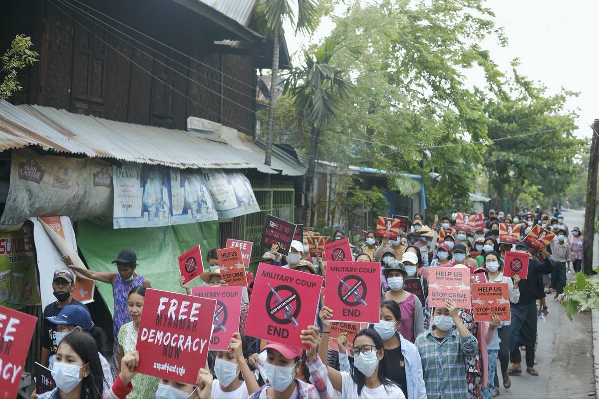 Kalay main strike continued protesting against military dictatorship and fighting for democracy despite daily Junta’s brutality nationwide. #Apr19Coup #CrimesAgainstHumanity #WhatsHappeningInMyanmar