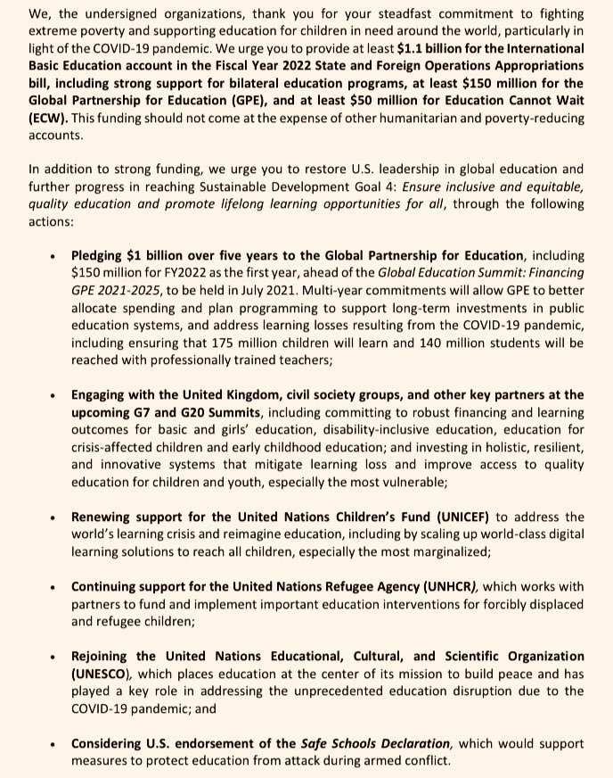 GCE_US's tweet photo. Over 40 organizations urge the U.S. to fund $1.1 billion for international basic #education in #FY2022, including $150 million for @GPforEducation &amp; $50 million for @EduCannotWait ➡️ https://t.co/5vNZCqJJqI #GlobalEd22 #FundEducation #EducationCannotWait https://t.co/HdALiO7OKG