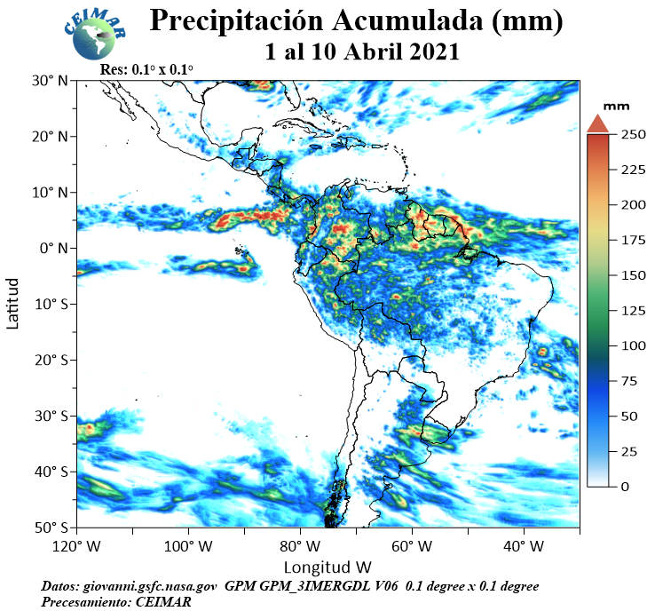 CEIMAR1's tweet photo. Precipitación acumulada del 1 al 10 de abril 2021.
Más en:  https://t.co/ojYt7BkqmK https://t.co/w5NLYl9ubY