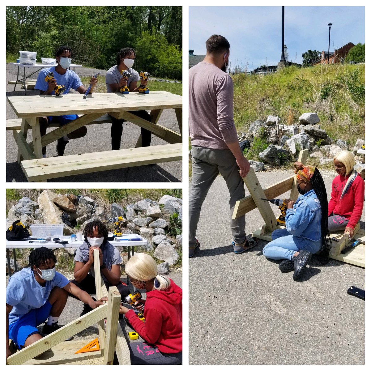 vsufye's tweet photo. Yesterday, we continued service-learning in Freshman Studies. Students participated in various activities on campus, including table/bench building and staining, campus clean-up, food distribution, and tree planting and education in honor of Arbor Day. #VSUTransforms #VSUServes https://t.co/XKrO6VE1Fw