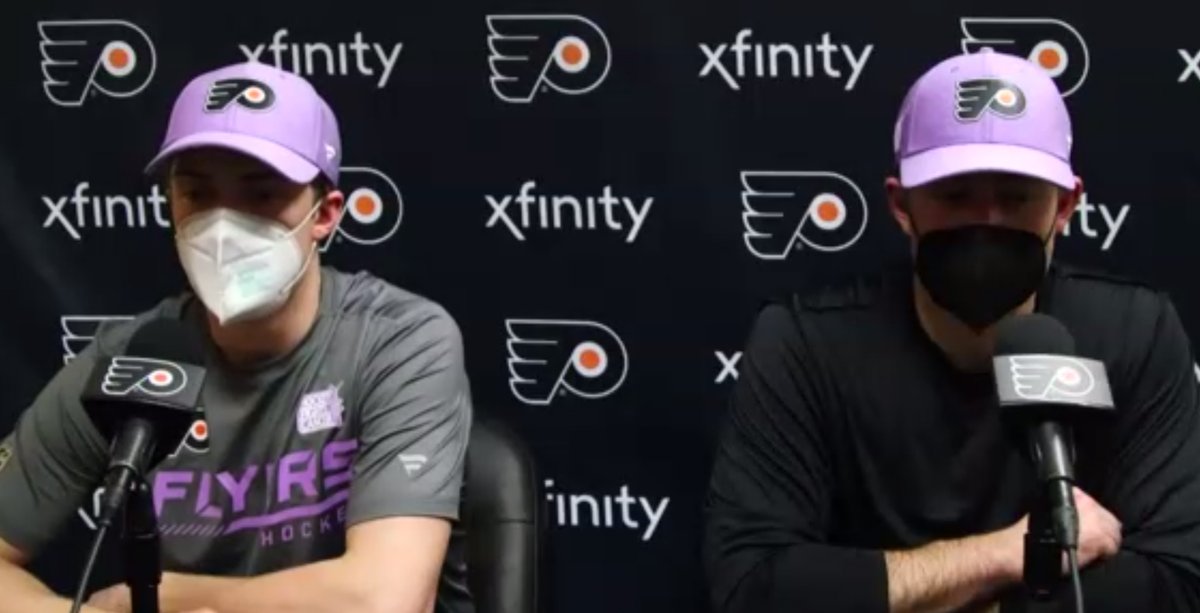 Jordan Hall I Think That S Why We Had So Much Jump Tonight Travis Sanheim On What It Meant For The Flyers To Wear Oskar Lindblom S No 23 Jersey During