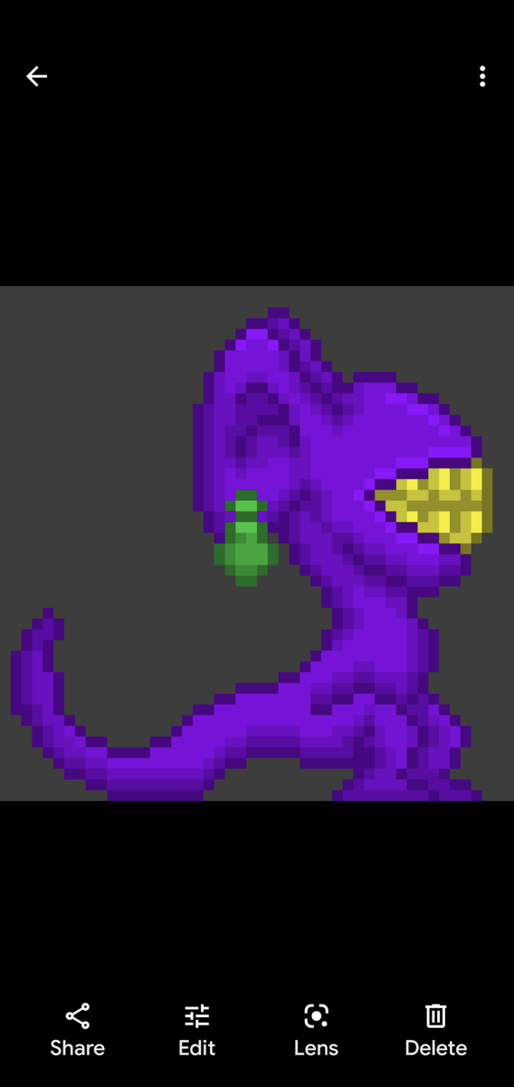 UncannyMachines's tweet photo. An old doodle - call this fellah a Bandimare. These critters look scary, but mostly stick to themselves. I think he is due an upgrade! #pixelart #doodle #fantasy #raypunk #imaginarycreatures #sprites #indiedev https://t.co/VqKDDadTsO