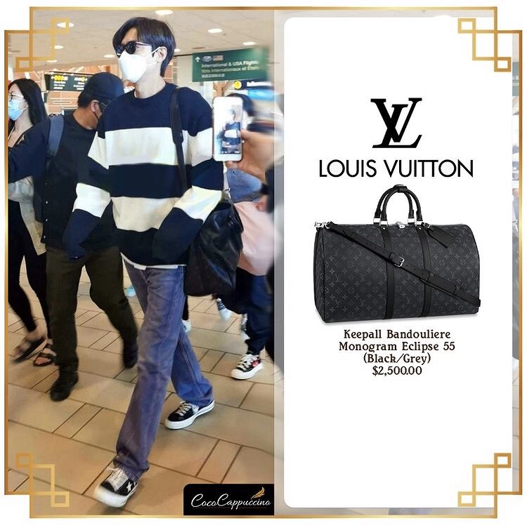 Louis Vuitton Keepall Bandouliere Monogram Eclipse 55 Black/Grey