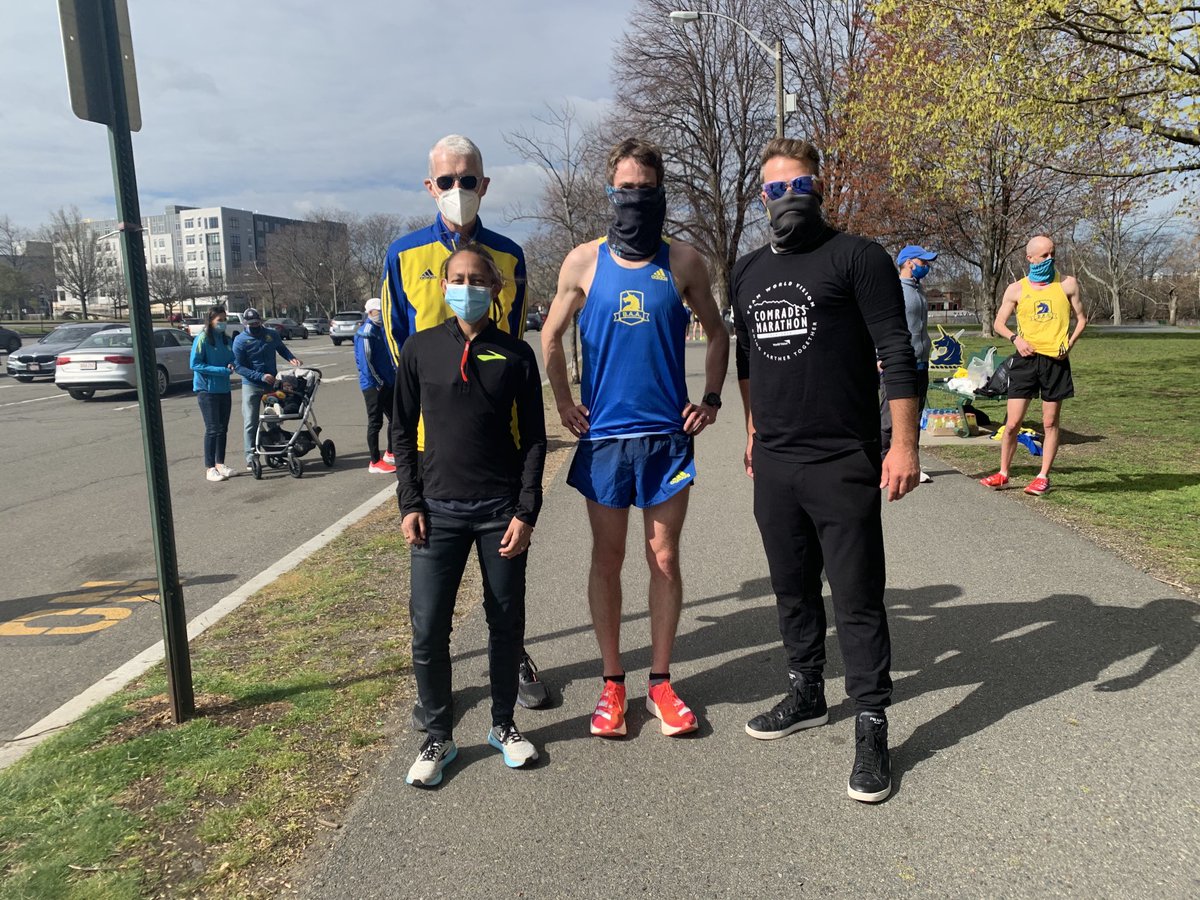 Good fun today in Boston at ⁦<a href="/BAA/">Boston Athletic Association</a>⁩ virtual 5K with ⁦<a href="/des_linden/">des_linden</a>⁩, husband Ryan, agent ⁦<a href="/JoshCox/">Josh Cox</a>⁩ and Shelley Smith from Boston Marathon sponsor Samuel Adams. Tomorrow the ⁦<a href="/BAA/">Boston Athletic Association</a>⁩ Patriots Day Mile with Des and a couple of nice things to announce.