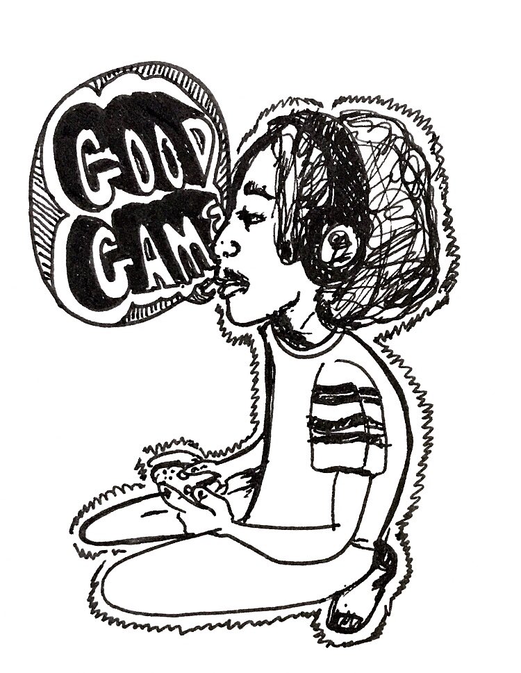 quick sketch of my brother playing xbox 
