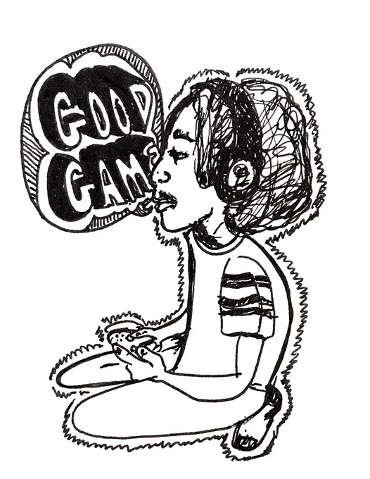quick sketch of my brother playing xbox 