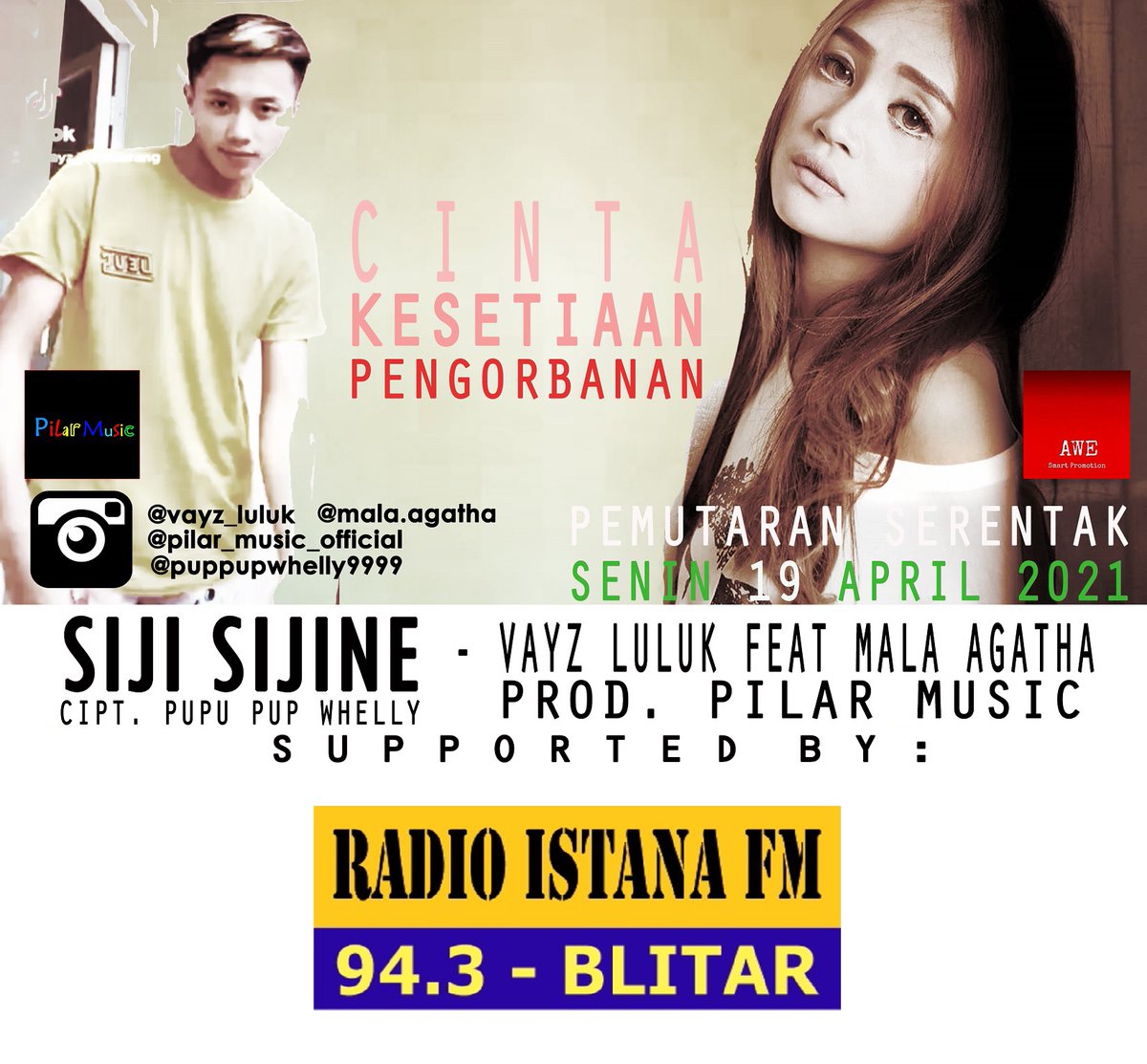 Dengerin 📻 <a href="/RadioIstanaBlt/">Radio Istana FM Blitar</a> hari ini 🗓️ 19/4/2021 🎧 #TERGODA #PemutaranPerdana 👉 Vayz Luluk ft Mala Agatha - Siji Sijine 👈 CC #PilarMusic <a href="/aWe_Radiopromo/">AWe Smart Promotion</a>