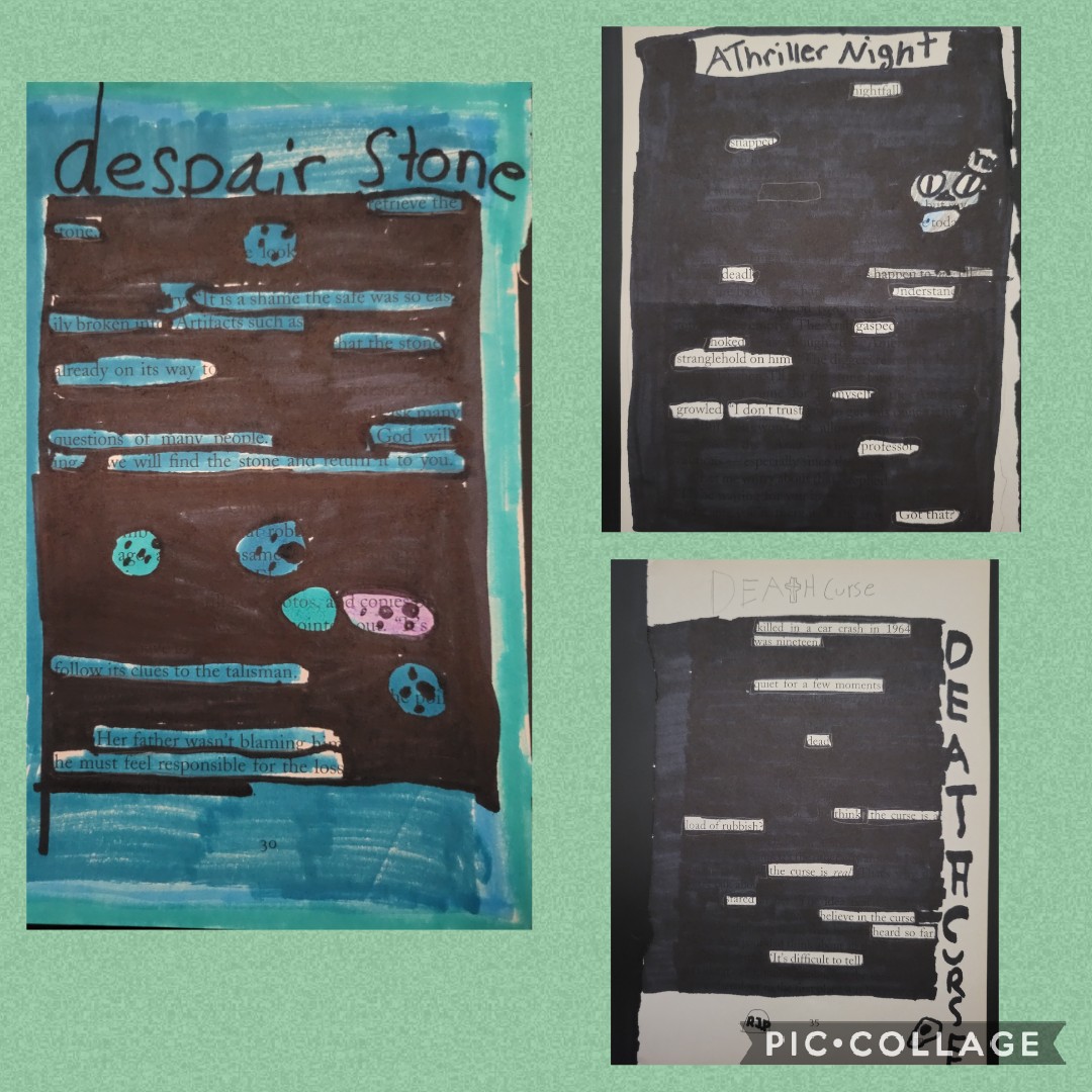 bebensee_lib's tweet photo. #bobcatsmake had a great time with #blackoutpoetry last week! They are so creative! #poetrymonth #SchoolLibraryMonth #foundpoetry #aisdlibsrv https://t.co/eqYIsDyqJS