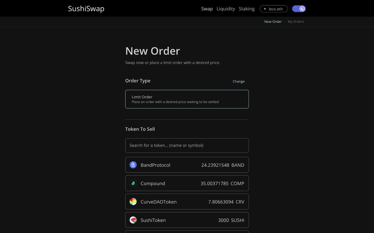 Another integration with SushiSwap, however is even more interesting...Did you know  $SUSHI will soon offer limit orders on trades using Keep3r network? The ETA for this is Mid-April...You can view the *unaudited* beta at  https://lite.sushi.com 