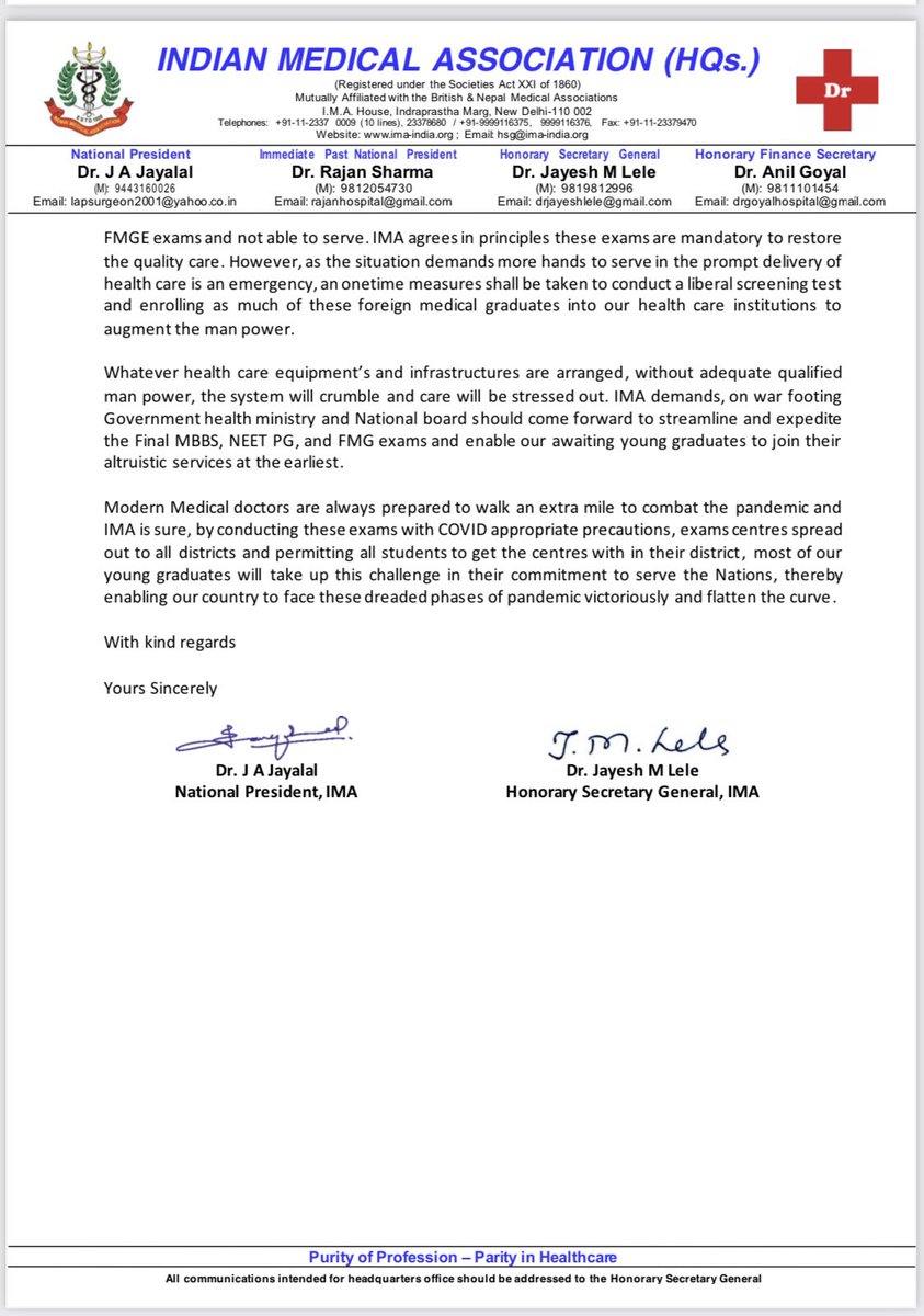 jayalal10's tweet photo. #IMAIndiaOrg #NITIAayog #PMOIndia The next challenge India is going to face will be acute shortage of Doctors in Covid care as many are getting infected and stressed out. Government should expedite PG entrance, UG final and FMGE on war footing to augment the resource at earliest https://t.co/kPWvbapFsb