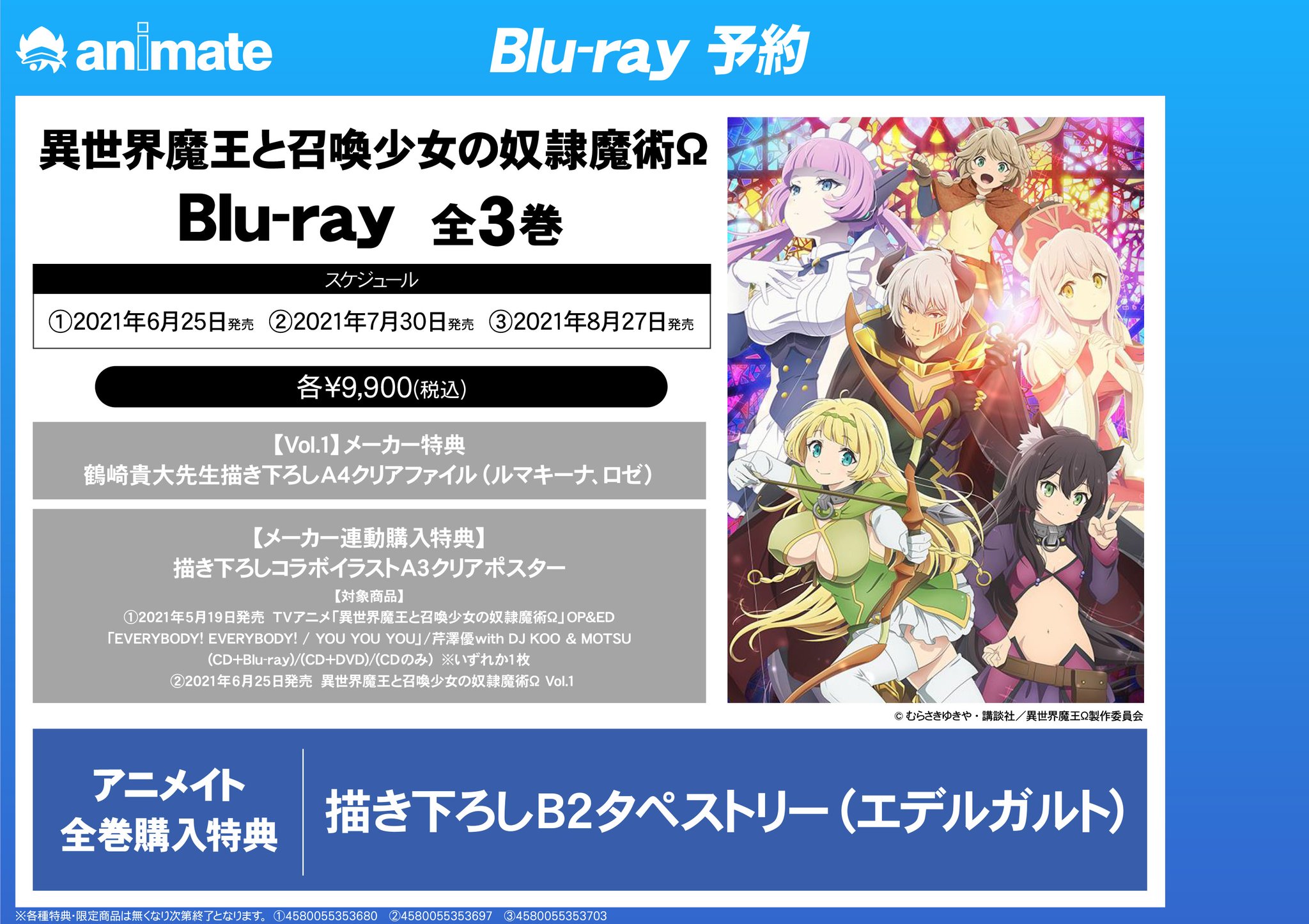 アニメイト名古屋 予約情報 6 25 順次発売 異世界魔王と召喚少女の奴隷魔術w Blu Rayご予約受付中 全巻購入特典は 描き下ろしb2タペストリー エデルガルト です 異世界魔王 バーコード簡単予約がオススメ Urlをタップ レジでバー