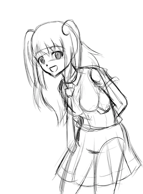 何も考えずにラフ描いてたら、この前描いた絵とポーズがダダ被りだったので、没 