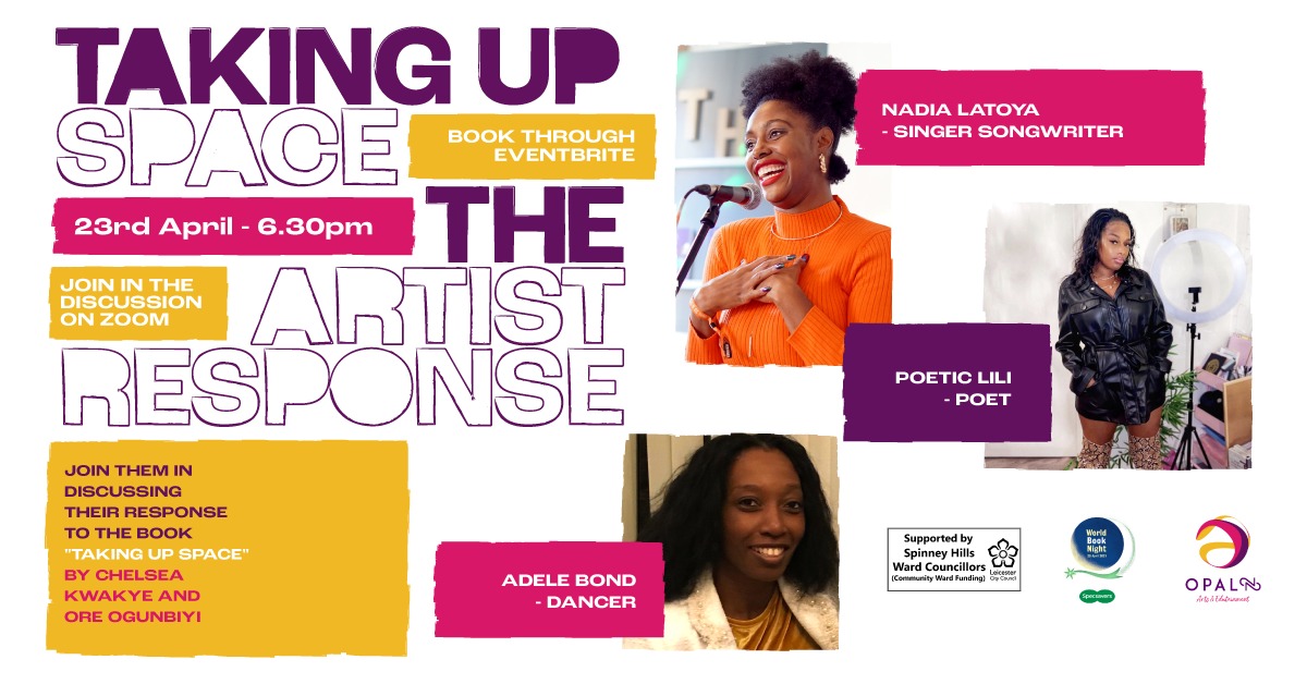 <a href="/leicesterlibrar/">Leicester Libraries and Community Centres</a> World Book Night event. Join hosts to discuss the amazing <a href="/TakingUpSpacebk/">Taking Up Space</a>.

Attend using the following link - bit.ly/3dvdSiU

#takingupspace