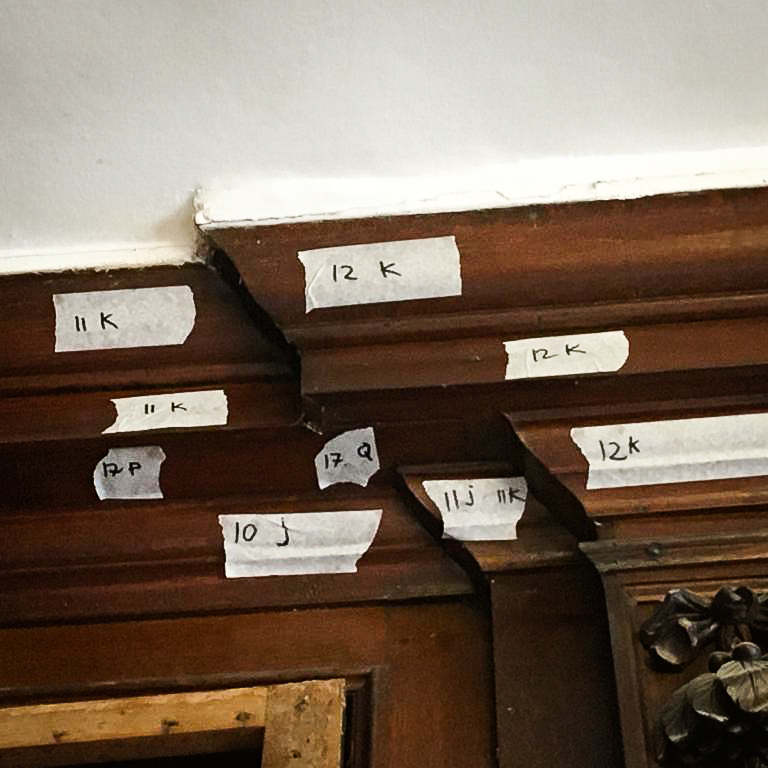 DesertoakL's tweet photo. Cornice by numbers! 17th Century Cornice recorded, dismantled, trialed, and refitted. Good work chaps!

#BostonManor #Hounslow #Conservation #Heritage #Regeneration #HeritageAtRisk #NationalLotteryHeritageFund #cornice #bespokecornice #historicpreservation #architecture https://t.co/RuK0JAl13r