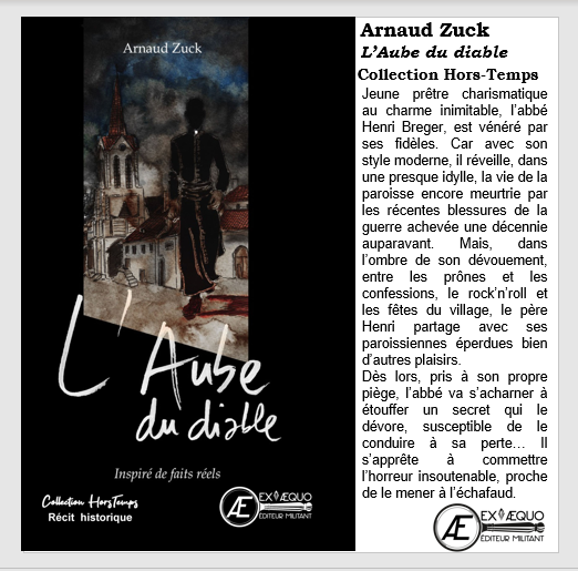 EditionsExAequo's tweet photo. Écoutez @arnaud_zuck parler de son livre L'Aube du diable - sur France Bleu Sud Lorraine @francebleu #nosauteursdanslesmedias
https://t.co/fE11zxdw45 https://t.co/jir8JaaBwV