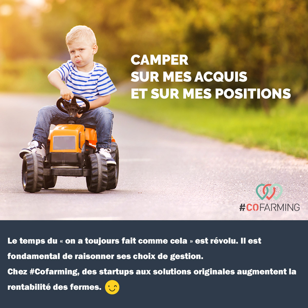 [les 12 raisons pour pas planter sa ferme en 2021] 
Avec le CoFarming , l'agriculteur à des solutions pour s'autoriser à penser différemment, avoir des conseils pour mieux gérer son exploitation, se comparer avec d'autres agriculteurs, etc.  #MondayMotivation