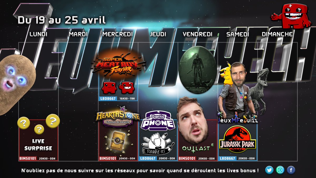 Jeuxmfeyech's tweet photo. Hey yO les loulou(te)s ! Qui dit lundi dit nouveau planning et encore une nouvelle semaine incroyable avec vous !!

On espère que le programme vous plait et que vous serez toujours aussi nombreux à vivre les lives avec nous !! Bonne journée à tous 👾

https://t.co/mrCoPWwP0o https://t.co/ydOmbf74Zy