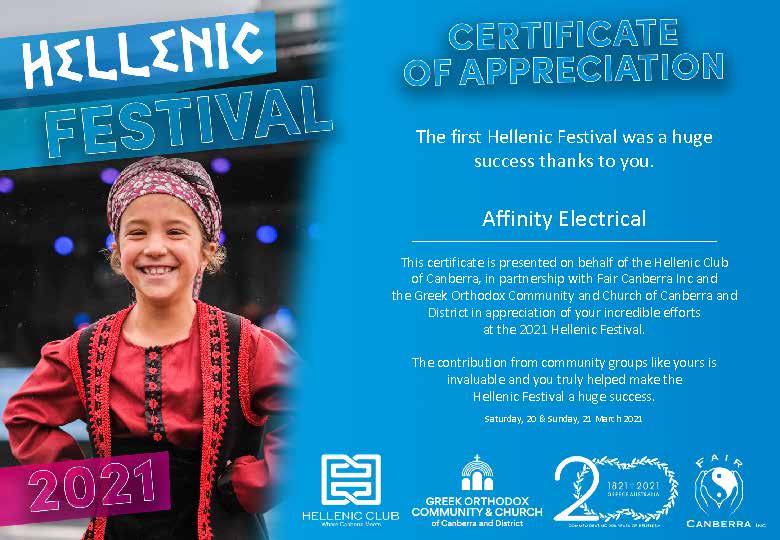 AffinityET's tweet image. We are proud to have been a part of the commemorations to mark the 200th anniversary of Greece's Independence, with the Hellenic Festival: Street Food of the World.
affinityelectrical.com.au/hellenic-festi…
#community #festival #electricalcontractor #greekindependenceday