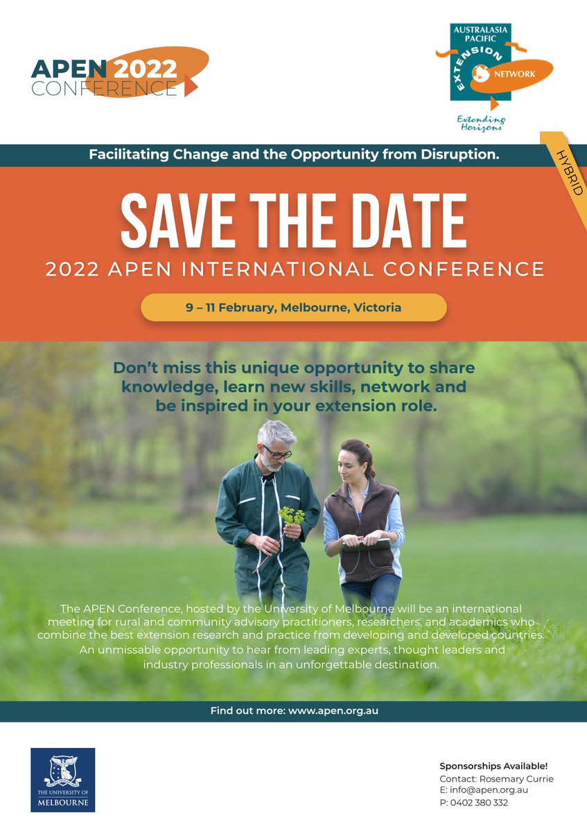 Save the date! The #APEN conference will be 9-11 February 2022 in Melbourne along with regional events. More details to follow