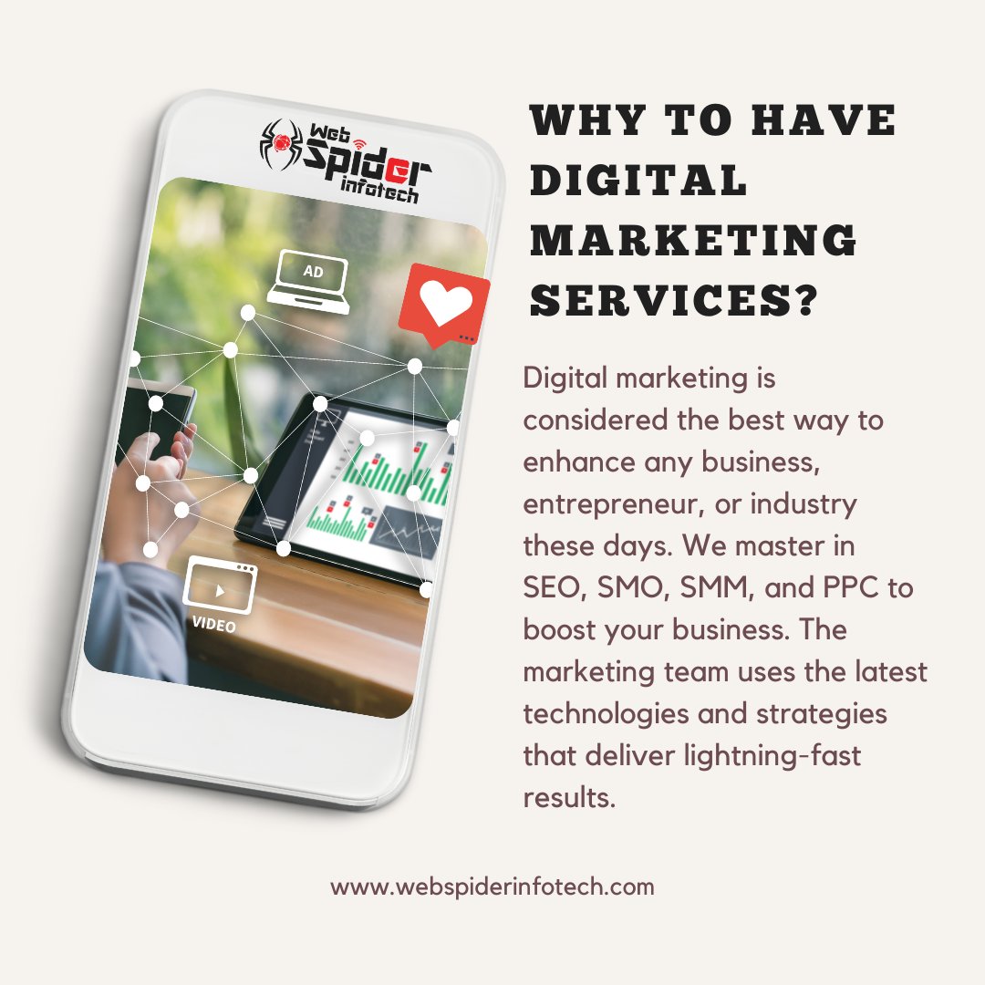 webspiderinfo's tweet photo. Why Do You Think, Why You should have #DigitalMarketingService?
If you don't know then you must know about some points and they are as follows:
Is your #websiteorapp getting good visitors?
Do you get the business online through your #website?
Comment what you think https://t.co/KdCPHfMrHX