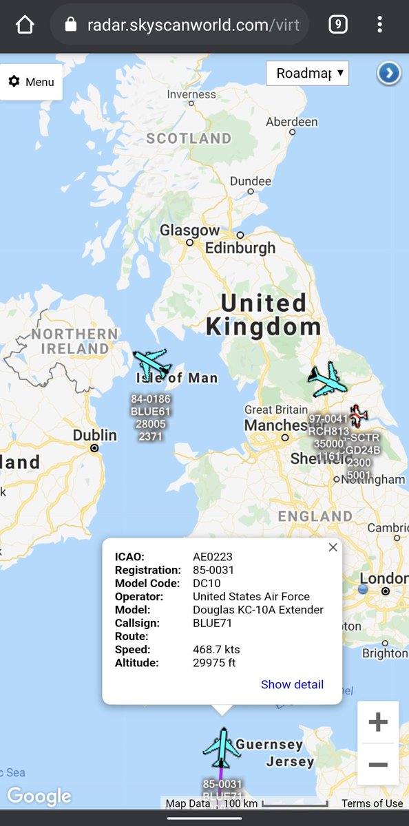 scan_sky's tweet photo. 2 x #USAF - KC-10A Extender - #BLUE61/#BLUE71
Due To Be Dragging F-15s From RAF Lakenheath ๐ฌ๐ง ๐บ๐ธ Back To CONUS.
Due To Poor Weather At Lakenheath - The F-15s Can't Lift - KC-10s Most Likely Heading To @kefairport ๐ฎ๐ธ Due To Covid Testing/Quarantine At RAF Mildenhall ๐ฌ๐ง ๐บ๐ธ. https://t.co/uqiaHQKOGE