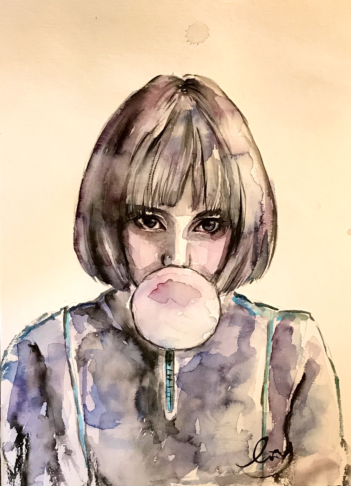 いより チャーリーとチョコレート工場のバイオレット かわいい 水彩画 似顔絵 イラスト アナソフィアロブ T Co Ae0kgvxqxd Twitter