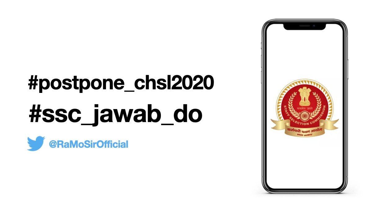 RaMoSirOfficial's tweet photo. Please postpone the exam
We want everybody healthy
#ssc_jawab_do #postpone_chsl2020 https://t.co/DauqG8FOCv