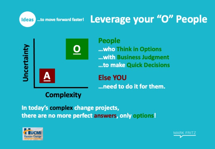 MarkFritz's tweet image. Surround yourself with people who can think in options, quickly decide the best one to action, and can make it happen (all on their own!).  From last week&apos;s 3 P&apos;s for Leading Successful Change.   #hucmi #changemanagement #agiletalks #pmi #pmi #scrumstudy #tribalconsulting