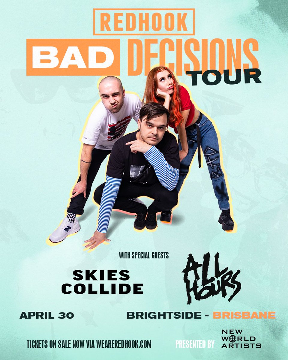 🚨 BRISBANE SUPPORTS ANNOUNCED 🚨

V stoked to have local legends <a href="/Skiescollide/">Skies Collide</a> &amp; All Hours joining the chaos at <a href="/brightsidebris/">brightside brisbane</a> 🥳

Low ticket warning -  found.ee/rhbrisbane