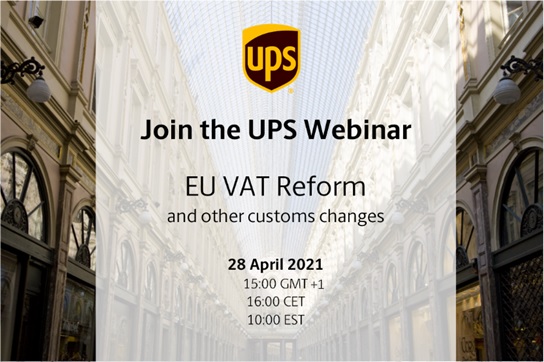 UPS_UK's tweet photo. EU’s VAT Reforms: What’s new?

EU’s VAT Reforms: What’s new?
Join our free #EUVATReform webinar on Wednesday 28th April to find out how your imports to the EU might face changes. 

Register now: https://t.co/jGAjlwAZGx

#EUVATReform #UPSWebinar #UPSimports https://t.co/Ef0fV9IJLS