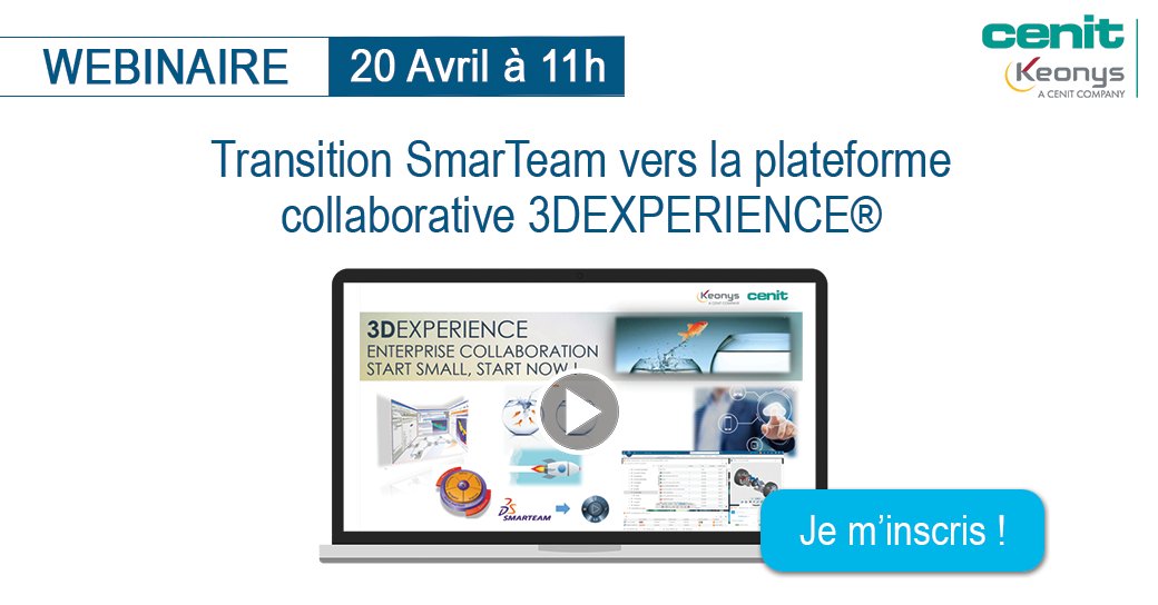 KeonysPLM's tweet photo. Passez de SmarTeam à la plateforme 3DEXPERIENCE® de façon sécurisée, sans perturber vos process et vos utilisateurs ! Participez à notre webinaire dédié le 20 avril prochain à 11h : https://t.co/D3Xdy9TAbO #3DEXPERIENCE #SmarTeam #Cloud #transfonum https://t.co/6GGvPoTWAH