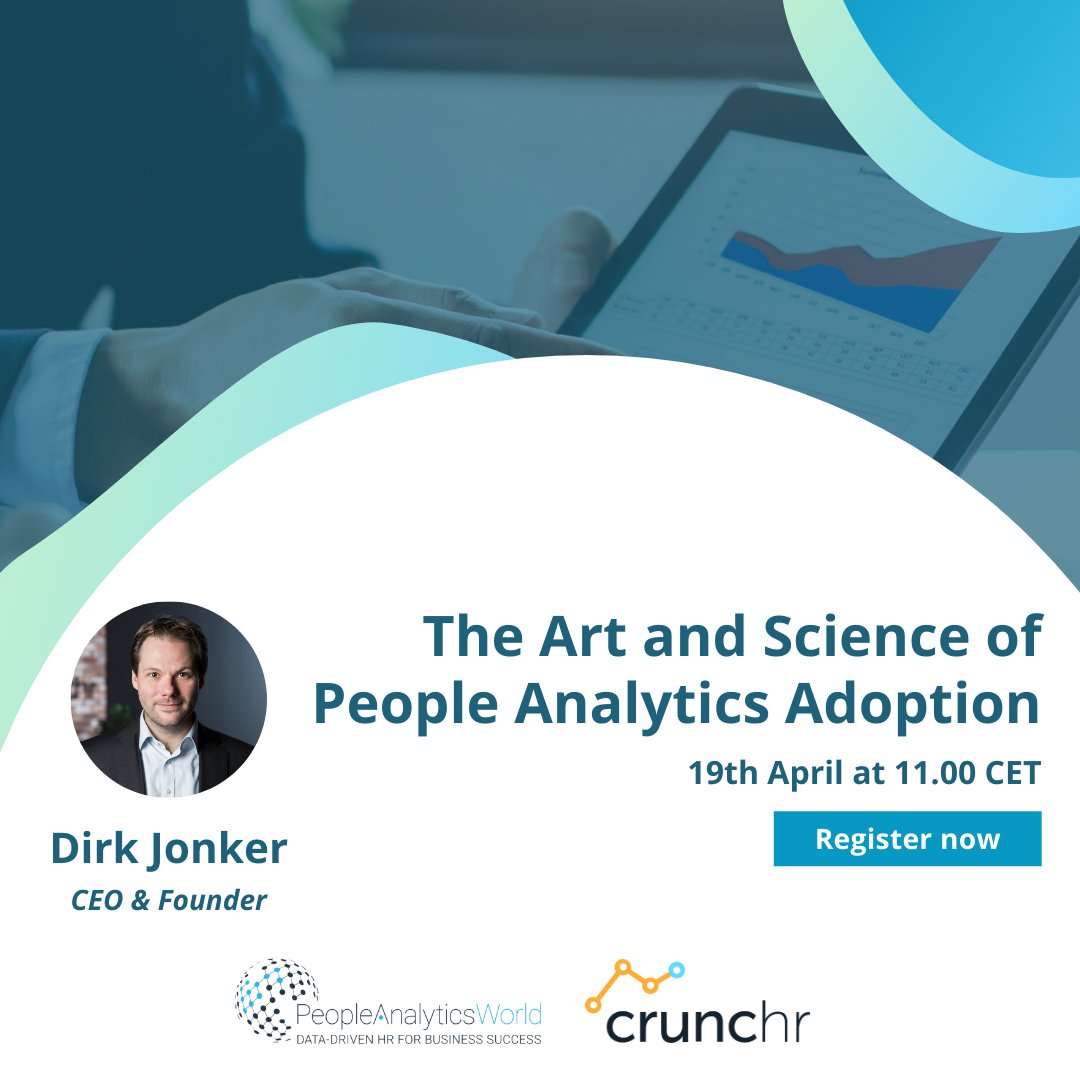 Discover in 30 minutes with Dirk Jonker, CEO & Founder of Crunchr on how to model People Analytics adoption and how to design personalized strategies for your organizations. Don't miss out! Register your spot now at bit.ly/3slKnEr #Crunchr #PAWorld2021