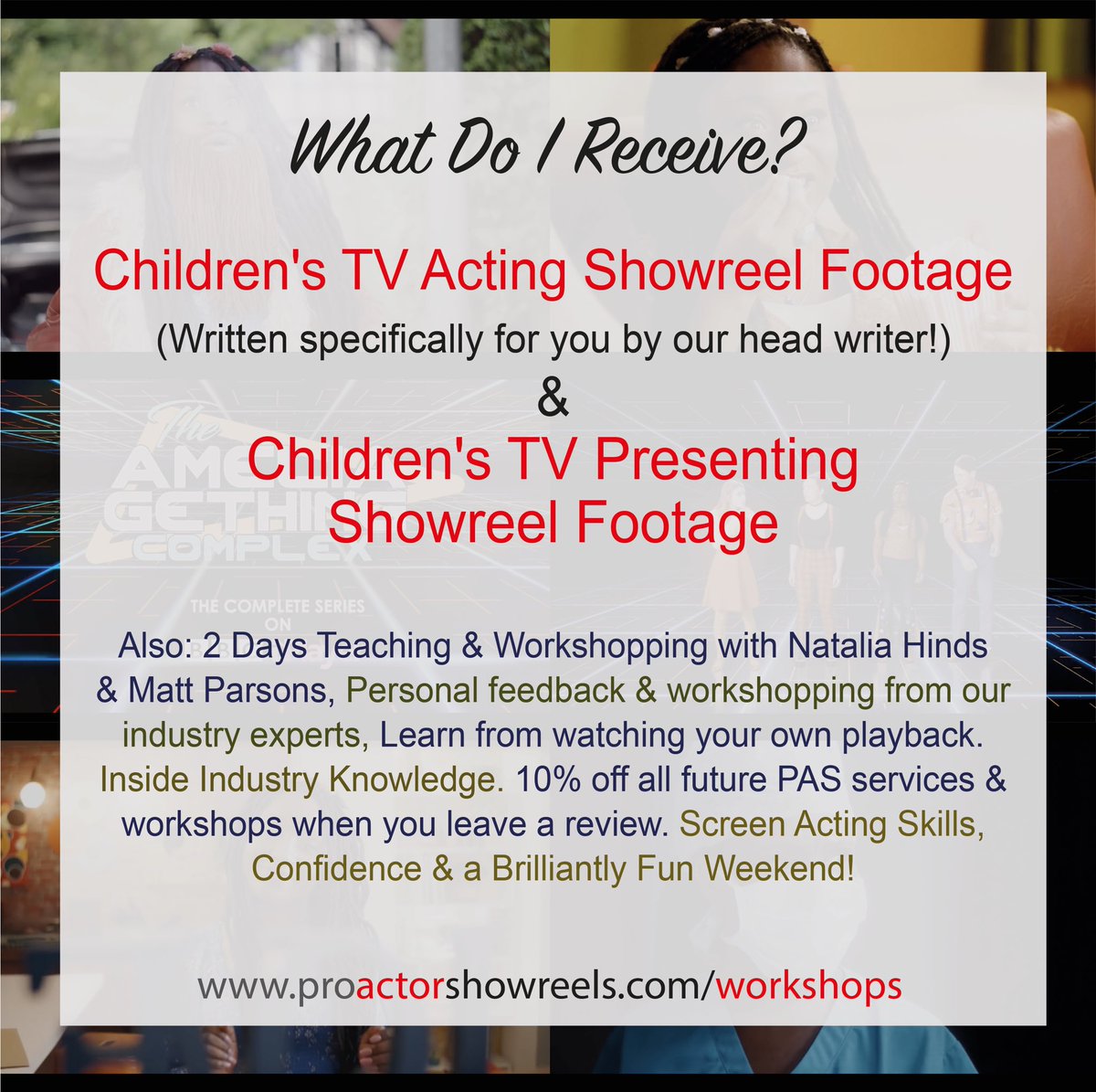🚨 New Workshop Alert 🚨 
Kids TV / Presenting with <a href="/cbbc/">CBBC</a> <a href="/nataliashinds/">Natalia Hinds</a> &amp; <a href="/ProActShowreels/">Pro-Actor Showreels</a> 
4K Showreel Material written for your casting!
.
April Early Bird Price £249
.
Link In Bio
#showreel #showreelscene #workshop #cbbc #bbc #childrenstv #kidstv
