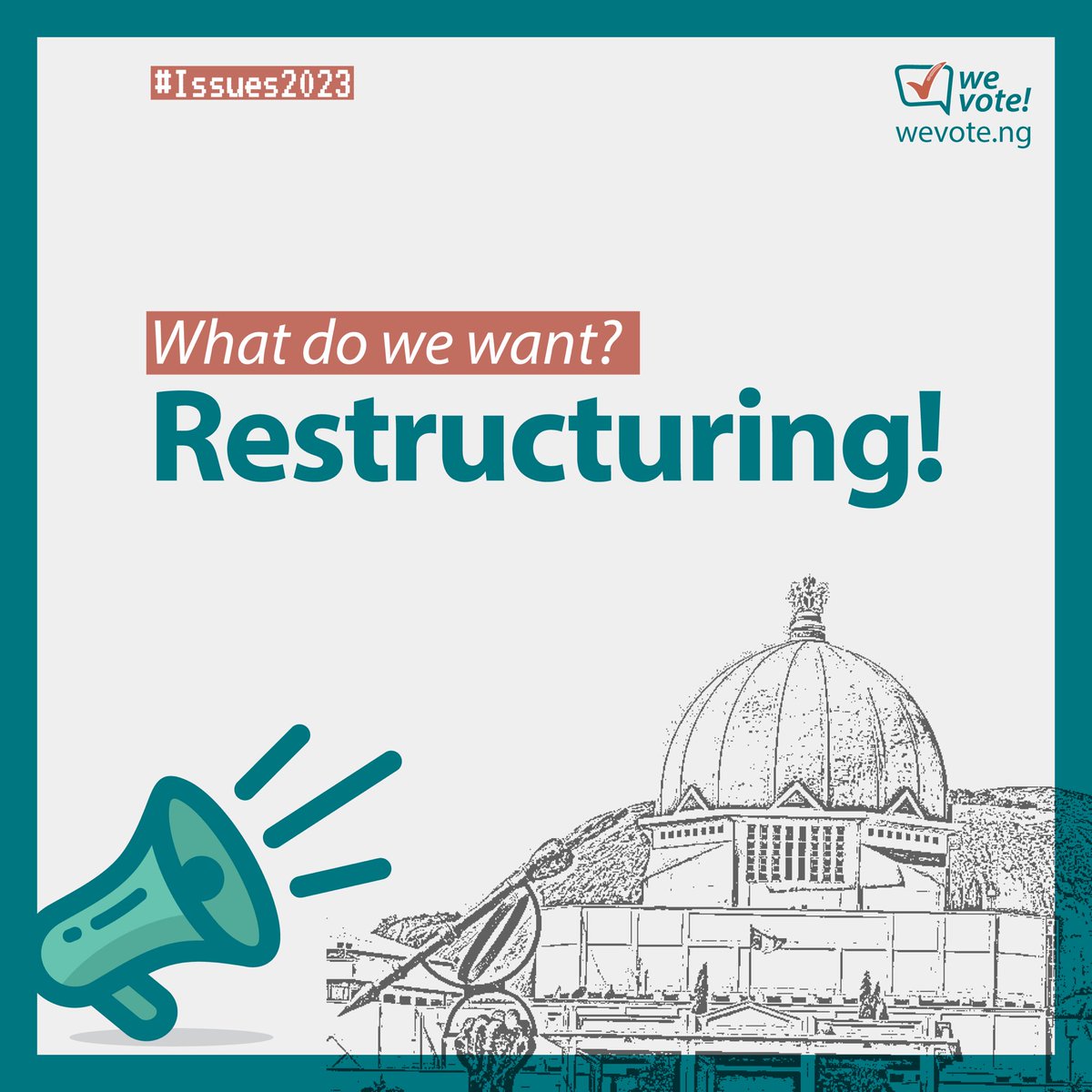 WeVoteOfficial's tweet photo. RESTRUCTURING NIGERIA.

Voting and restructuring Nigeria are not mutually exclusive. In fact, voting in 2023 might make it easier to restructure Nigeria.

Here’s a thread on why it is an important issue for the 2023 general elections.
#Issues2023
#WeVoteNigeria
@wevoteofficial https://t.co/2IhgeZtLIV