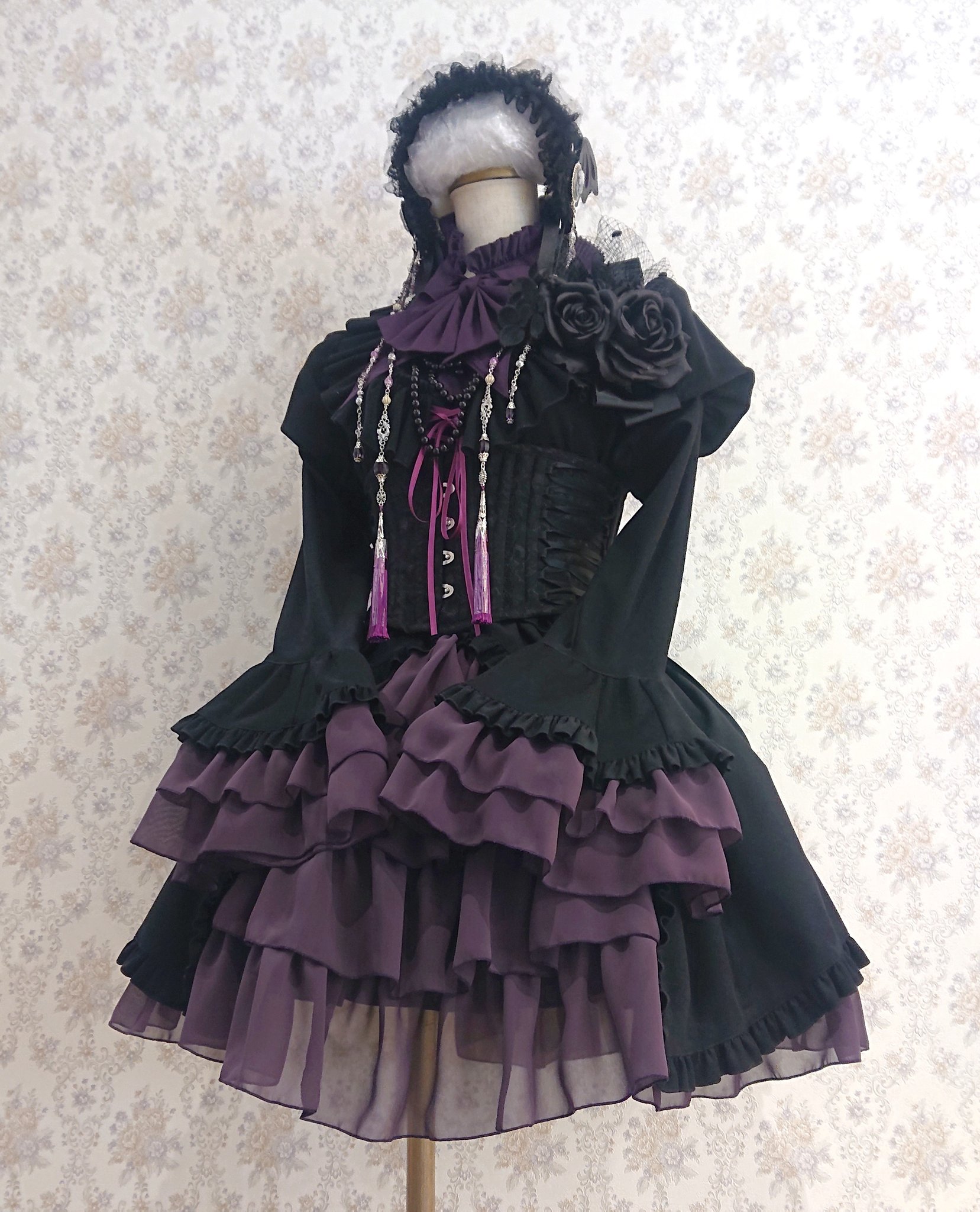 Estrellas ヴァンパイアショートヴェールカチューシャ 黒×紫