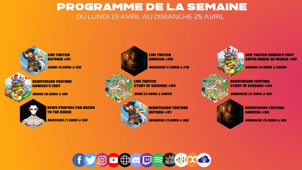 Resto_Geek's tweet photo. Vous ne savez pas quoi faire cette semaine ? Ne vous inquiétez pas on a déjà prévu pleins de choses pour vous donc A VOS AGENDAS !
#restogeek #programmesemaine #news #livetwitch #twitch #replayyoutube #youtbe #amnesiarebirth #storyofseasonspioneersofolivetown #bowserfury #deponia https://t.co/i5XaM0Gkbl