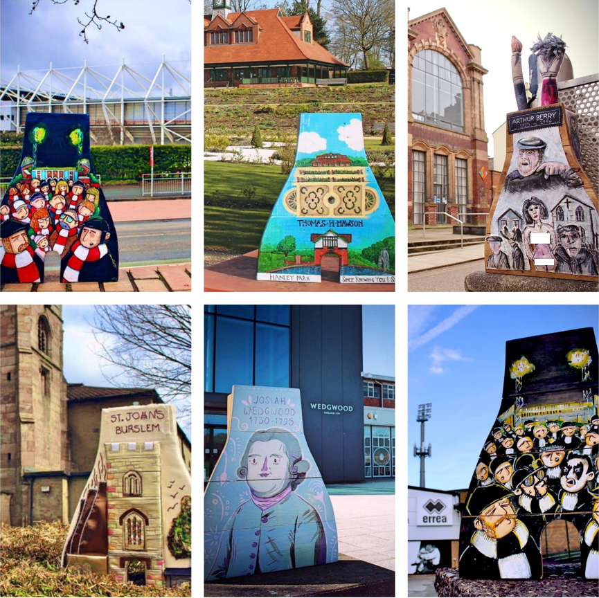 StokeontrentBID's tweet photo. These decorated planters are just some of the 50 that will be located round our #CityCentre later this Spring to form an art trail. We're working w @TheStoke2000 -a recipient of our #CREATEFund last yr- to celebrate our cultural &amp; industrial heritage through art &amp; recycling ♻️🎨 https://t.co/1wfJBZqh8G